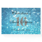 Teal Sweet 16 Silver Glitter Custom Guest Book
