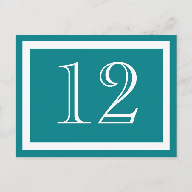 Teal Table Number Cards (Front)