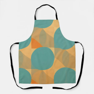 Teal, Tan, and Orange in Retro Look Pattern Apron