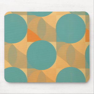 Teal, Tan, and Orange in Retro Look Pattern Mouse Mat