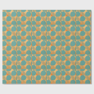 Teal, Tan, and Orange in Retro Look Pattern Wrapping Paper