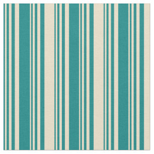 Teal & Tan Coloured Stripes/Lines Pattern Fabric