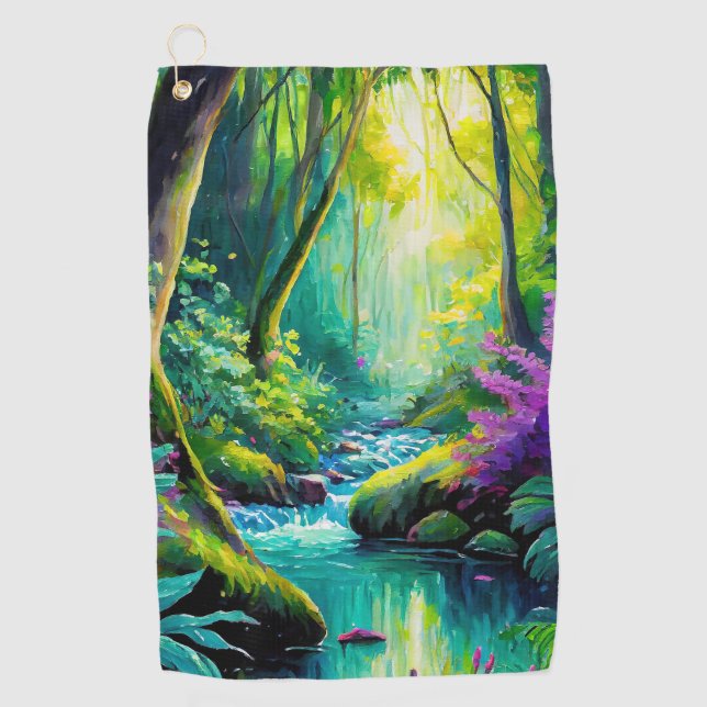 Teal Tapestry: Nature's Chromatic Harmony Golf Towel (Front)