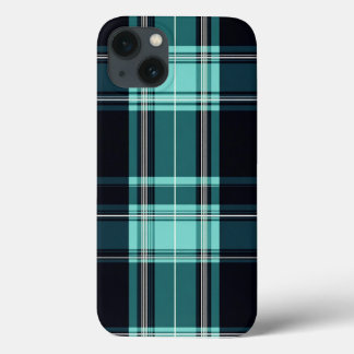 Teal Tartan Chic iPhone 13 Case