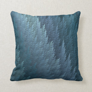 Teal Tartan Feather Pattern Design Throw Pillow