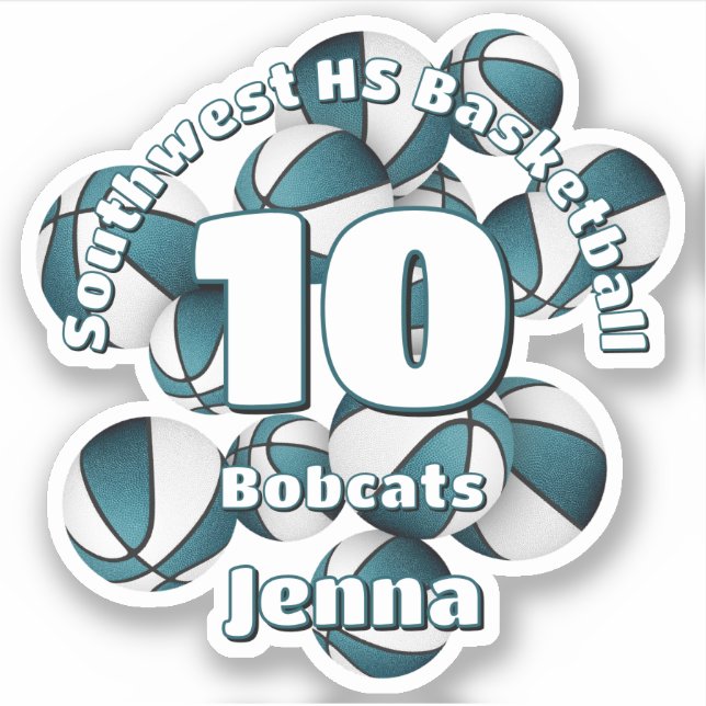 teal team colours basketballs kids sports  (Front)