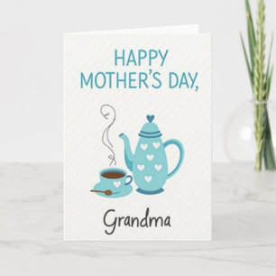 Teal Teapot Grandmas Day Card