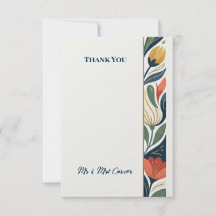 Teal Terracotta Botanical Wedding Thank You Card