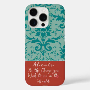 Teal & Terracotta Personalised Victorian Floral   iPhone 16 Pro Case