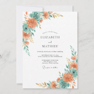 Teal Terracotta Succulent Eucalyptus Wedding Invitation