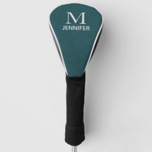 Teal Textured Leather Monogram Personalised Name Golf Head Cover