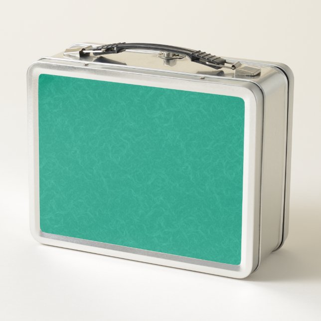 Teal textured surface with subtle swirling pattern metal lunch box (Back)