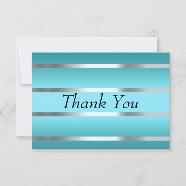 Teal Thank You Card Silver Lines (Front)