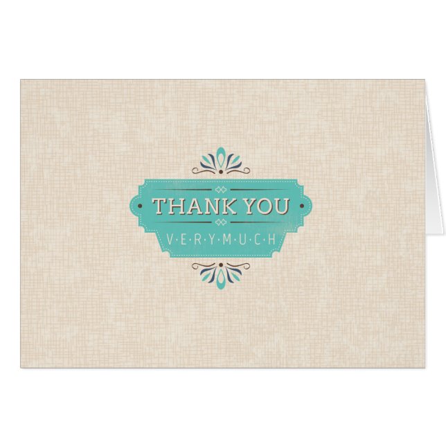 Teal Thank You Folded Card (Front Horizontal)
