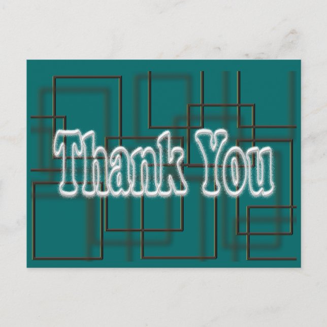 Teal Thank You Postcard- change background colour Postcard (Front)