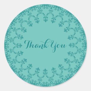 Teal Thank You Vintage  Classic Round Sticker