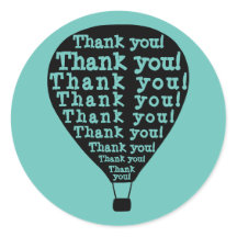 Teal Thank You Word Art Hot Air Balloon