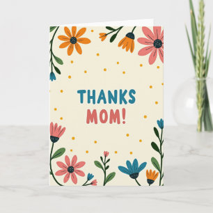 Teal Thanks Mom Floral Card
