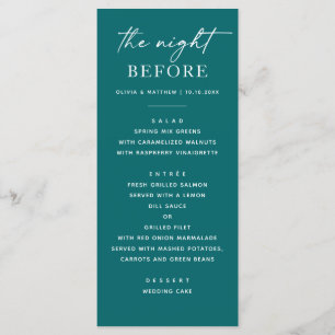 Teal The Night Before Rehearsal Dinner Wedding Menu