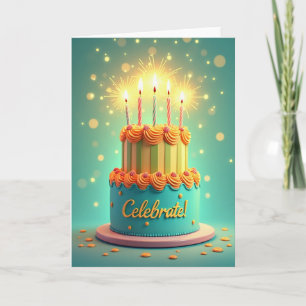 Teal Tiered Birthday Card