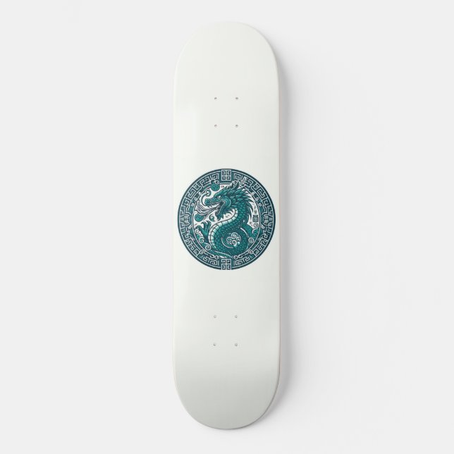 Teal Tiger Circle Skateboard (Front)