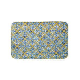 Teal Tile Design Bath Mat