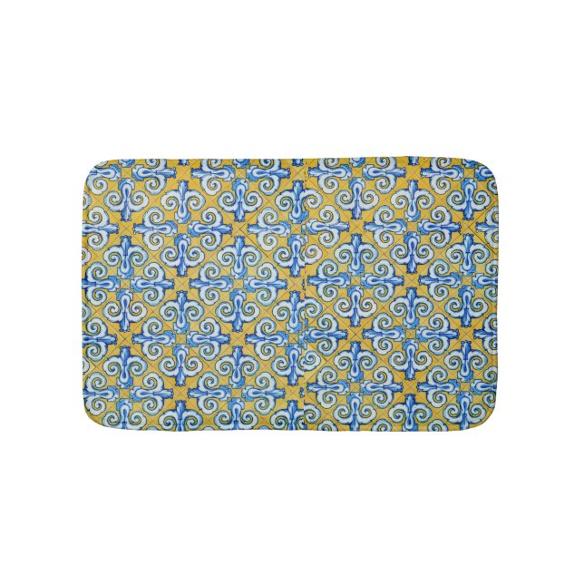 Teal Tile Design Bath Mat (Front)