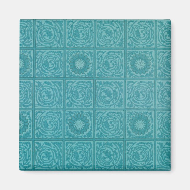 Teal Tile Pattern (by William Morris) Magnet (Front)