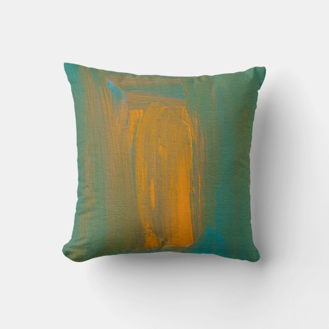 Teal to Orange Throw Pillow (Front)
