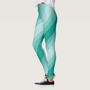 Teal Tones Stripes Template Womens Modern Elegant Leggings