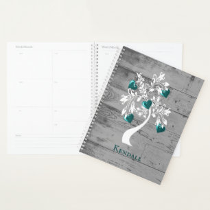 Teal Tree of Hearts Personalised Planner
