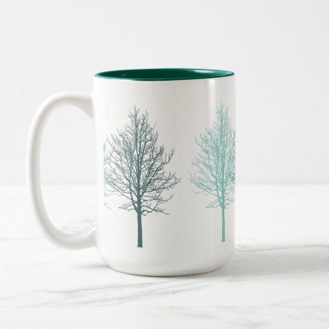 Teal Trees Two-Tone Coffee Mug (Left)