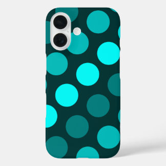 Teal Trio of Polka Dots iPhone 16 Case