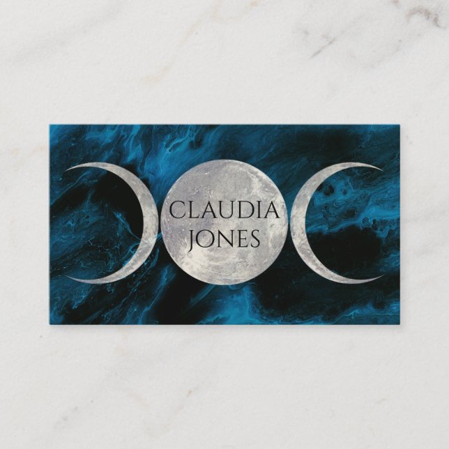 Teal Triple Moon business card (Front)