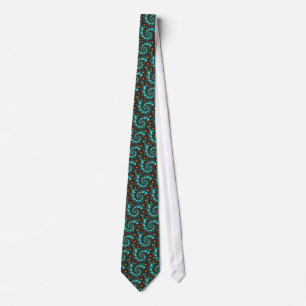 Teal Trippy Abstract Fine Art Fractal Tie