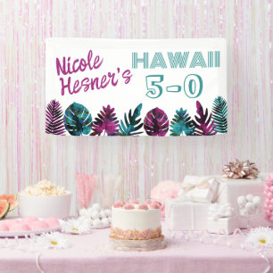 Teal, Tropical Berry Pink Hawaii 5-0 50th Banner