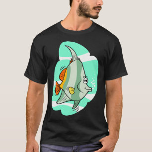 Teal Tropical Cartoon Fish T-Shirt