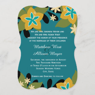 Teal Tropical Floral Wedding Invitation