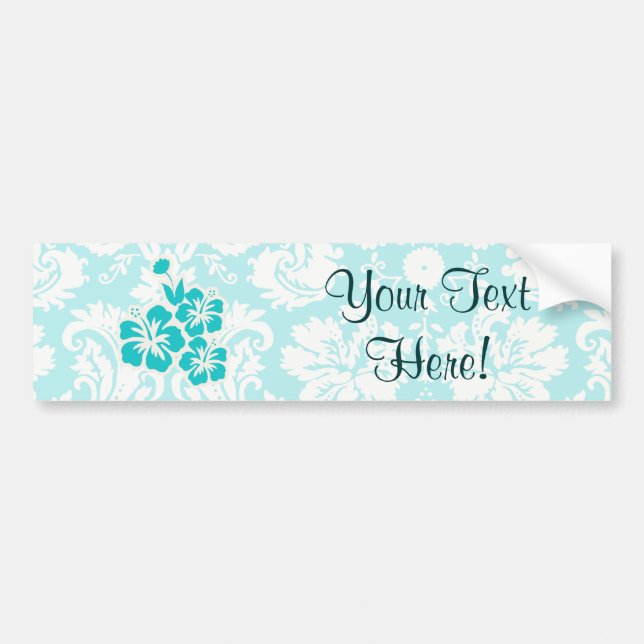 Teal Tropical Flowers Bumper Sticker (Front)