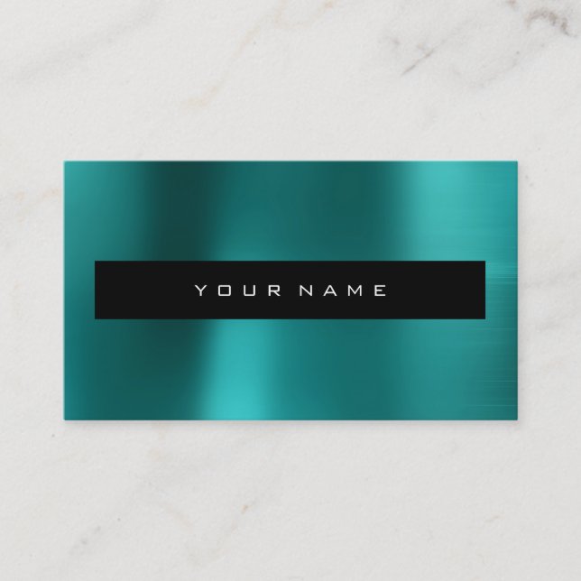 Teal Tropical  Metallic Black Vip Fashion Stylist Business Card (Front)