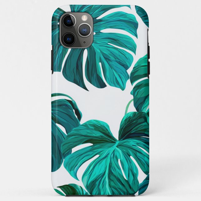 Teal Tropical Monstera Leaf Seamless Pattern Art Case-Mate iPhone Case (Back)