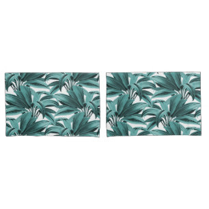 Teal Tropical Palm Pillowcase