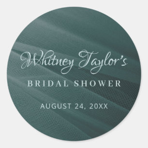 Teal Tulle Texture Classic Round Sticker