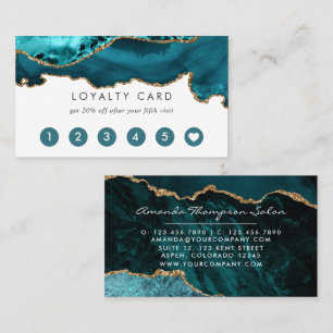 Teal - Turquoise and Gold Agate Loyalty Card
