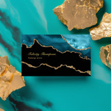 Teal - Turquoise and Gold Agate Stone QR Code