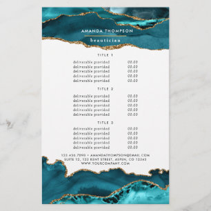 Teal - Turquoise and Gold Agate Stone Services Flyer