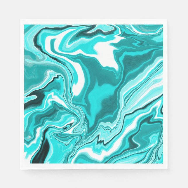Teal, Turquoise and White Marble   Napkin (Front)