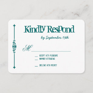 Teal Turquoise Aqua Typography Wedding RSVP Cards