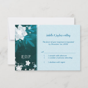 Teal Turquoise Bling Winter Wedding RSVP Card