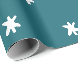 Teal Turquoise Blue Green Modern and White Pattern Wrapping Paper